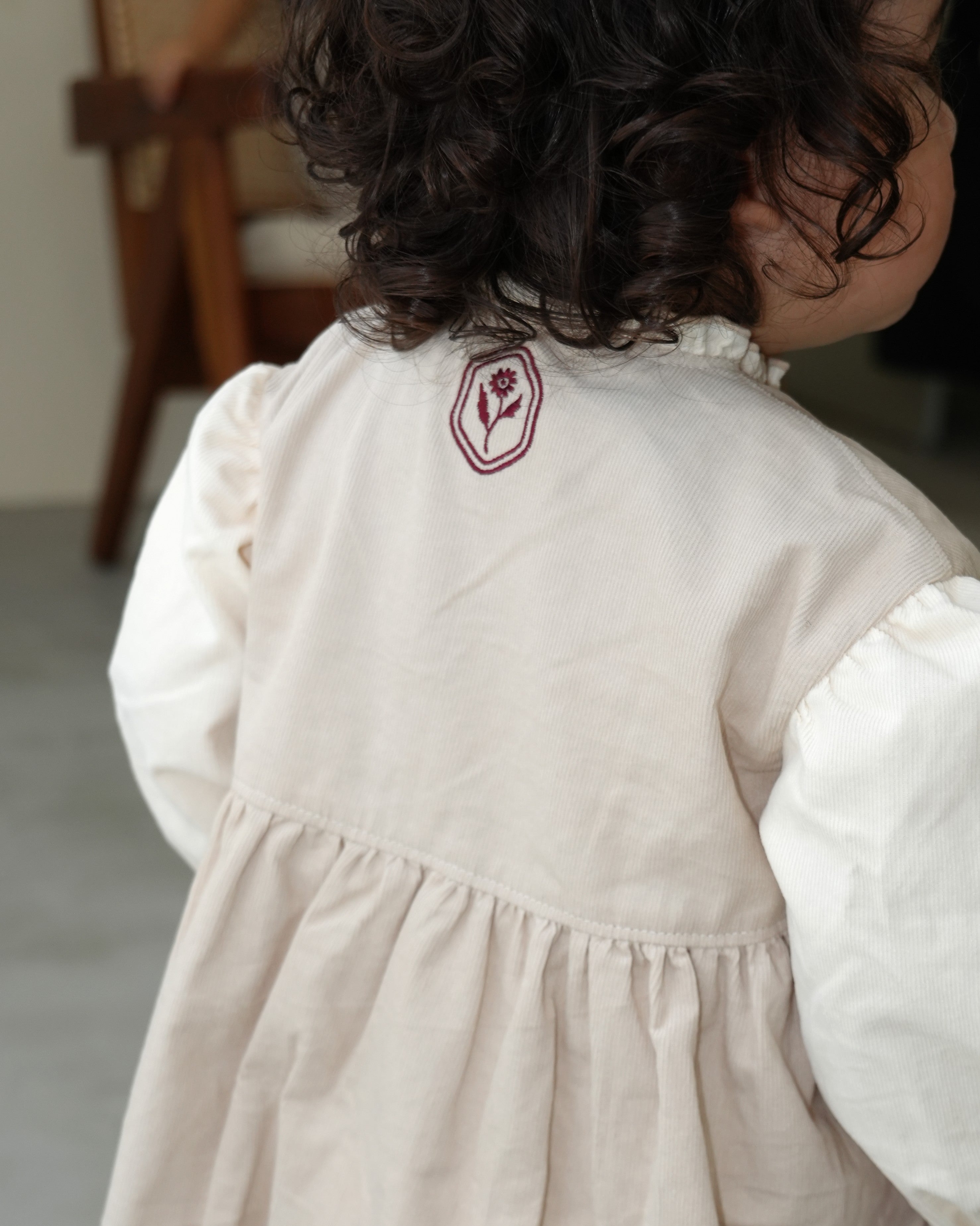 Antique Embroidered Corduroy Shirt Dress【110408】
