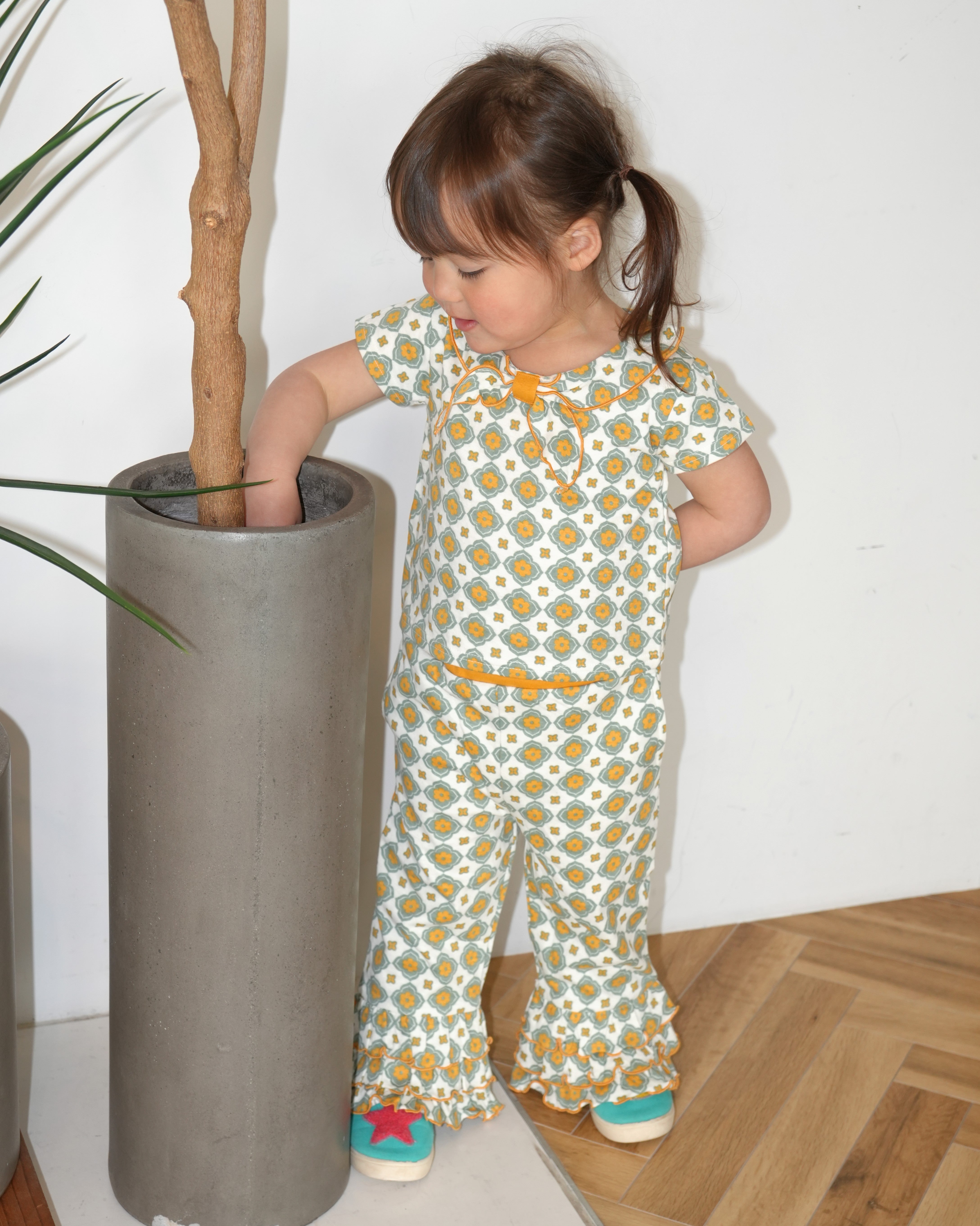 Vintage Tile Pattern Scarf Tee【110221】 (Mustard)