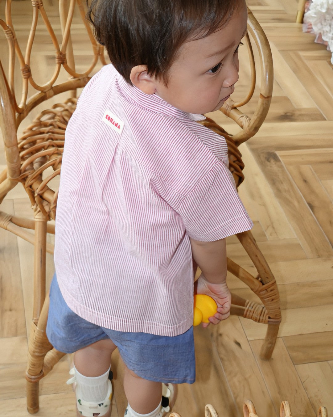 Striped Double Pocket Shirt【110278】 (Red)