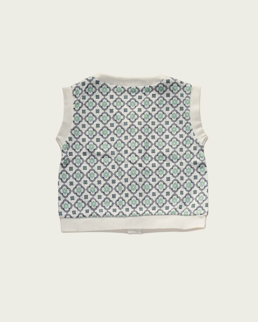 Vintage Tile Pattern Button Front Vest【110112】