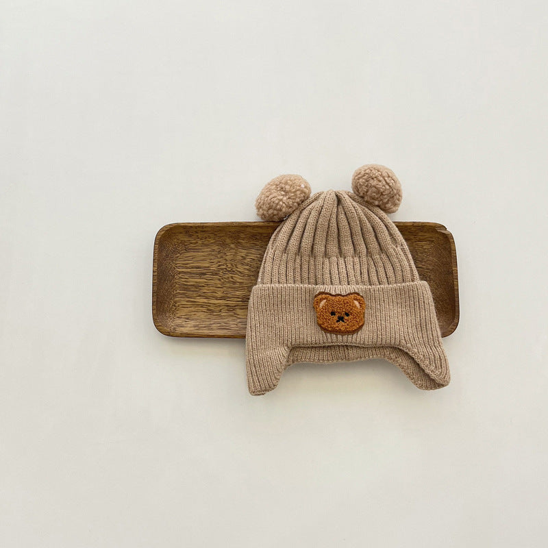 Bear earmuff knit hat [A155]