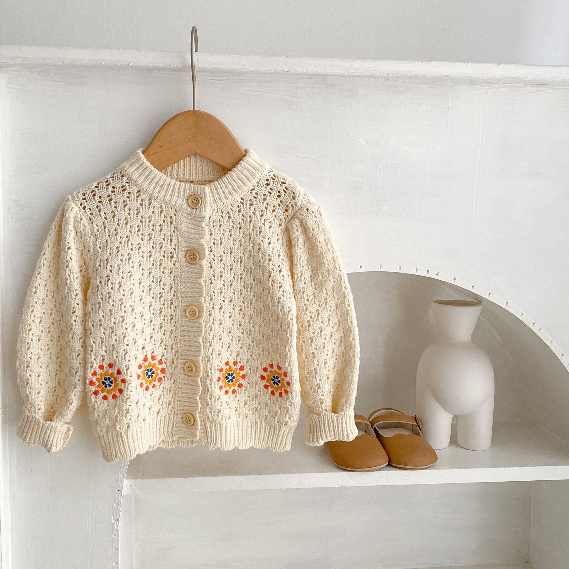 Crochet knit embroidery cardigan [N2987]