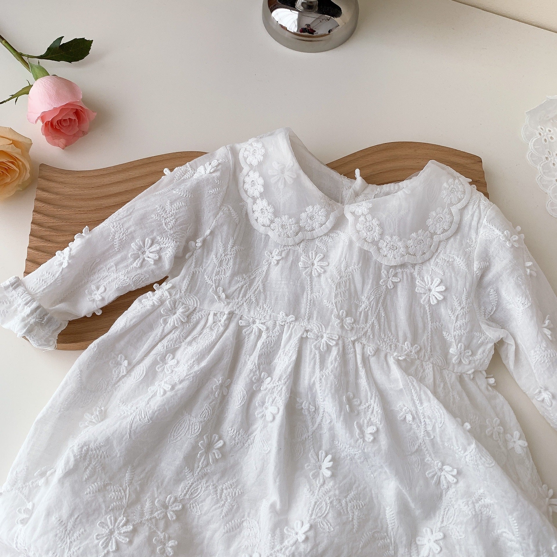 Flower lace white dress [N3031] 