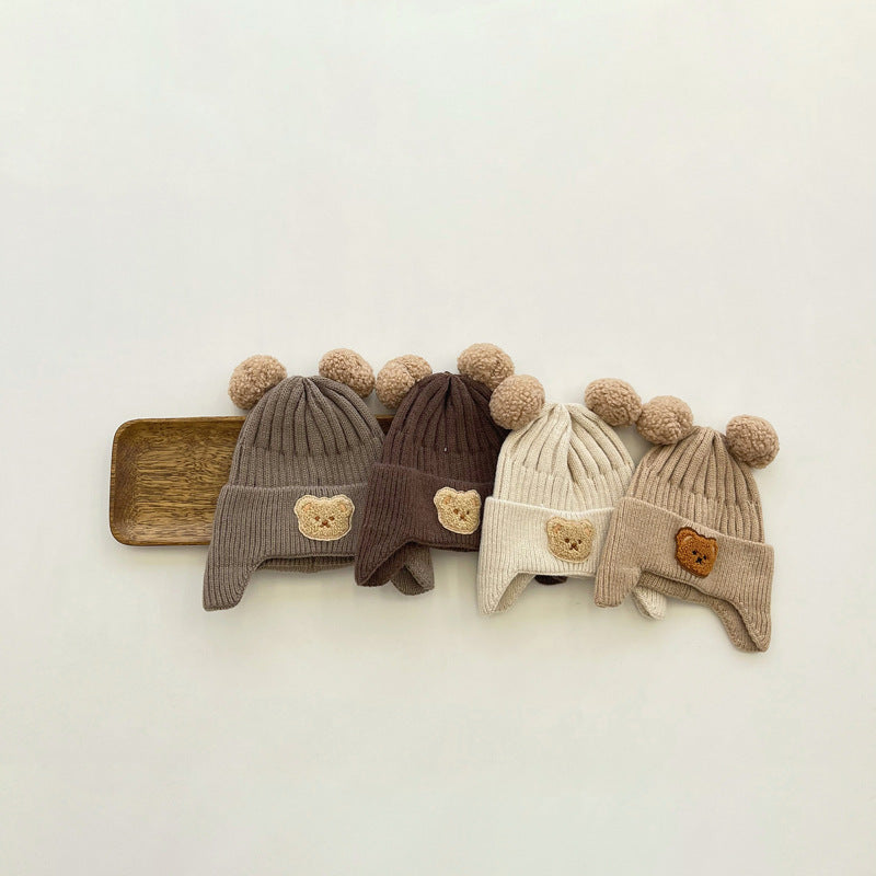 Bear earmuff knit hat [A155]