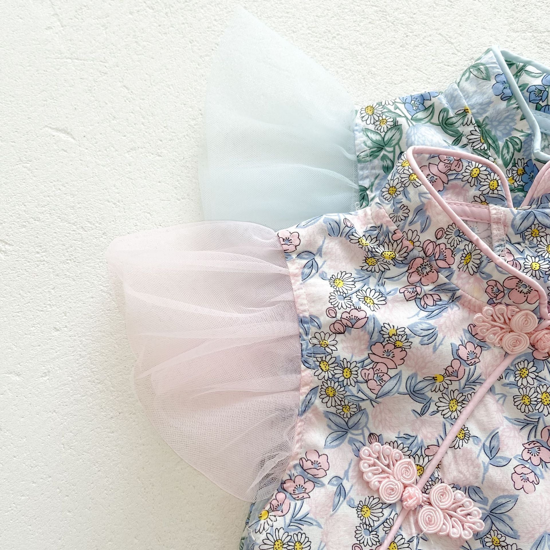 Flower tulle China romper (with hair band) [N2420]