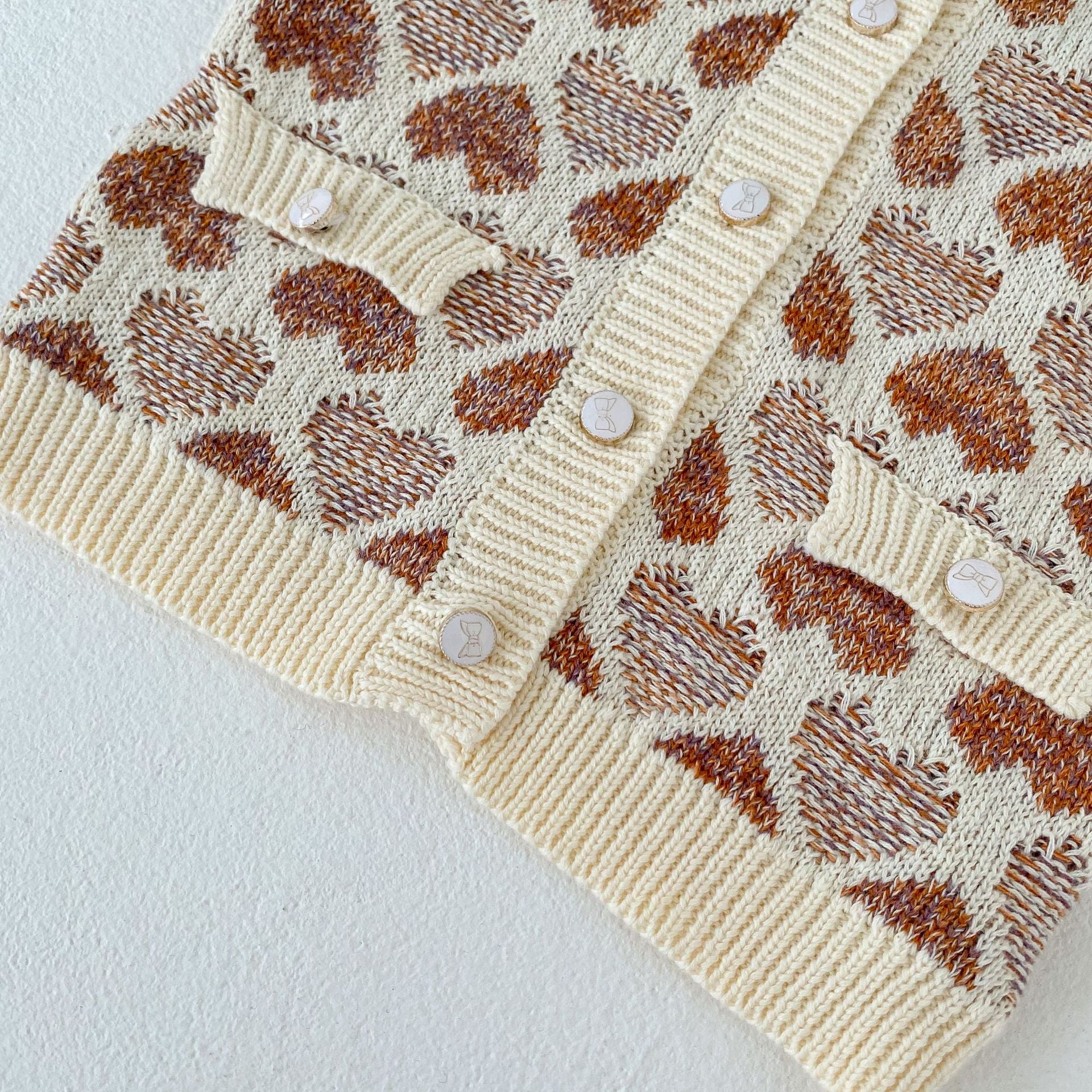 Design knit heart cardigan/overalls [N3015]