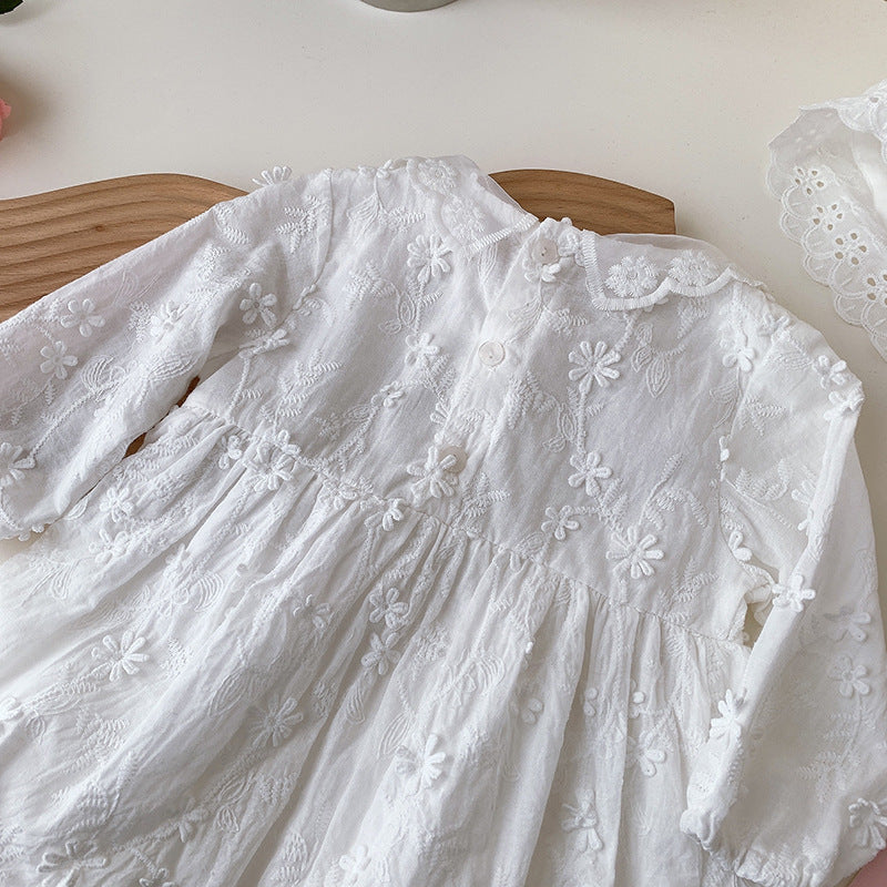 Flower lace white dress [N3031] 