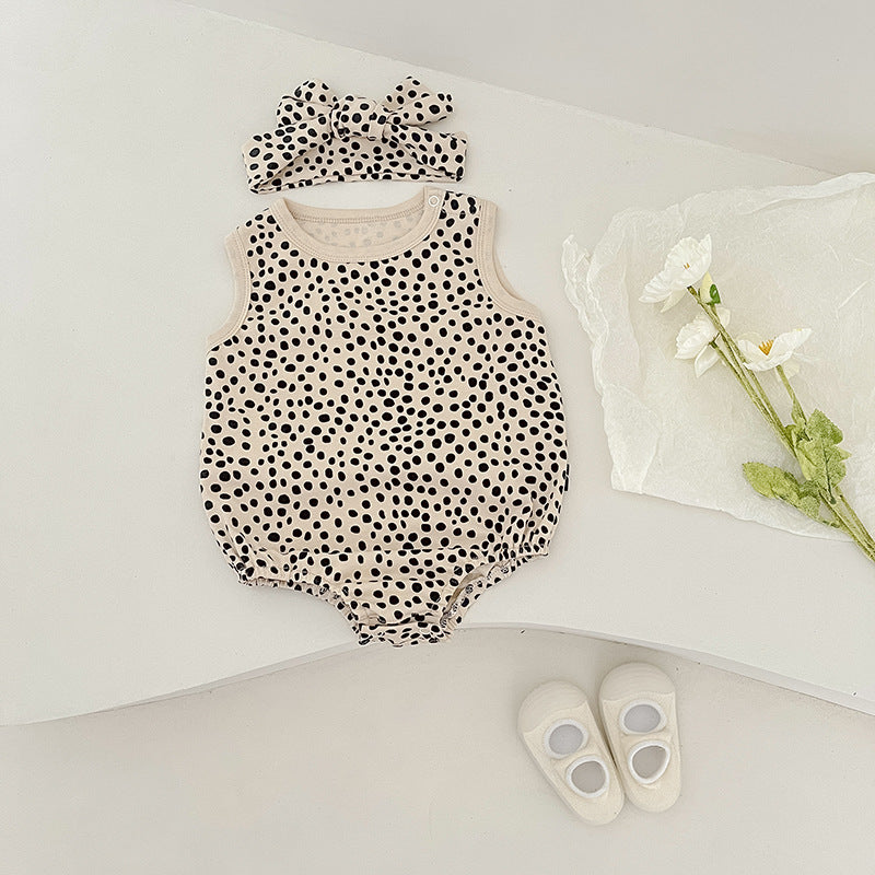 Dalmatian rompers (with hair band) [N2614]