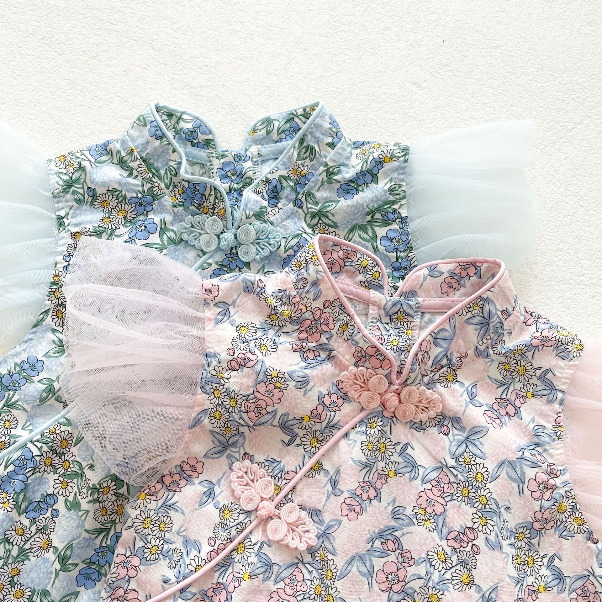 Flower tulle China romper (with hair band) [N2420]
