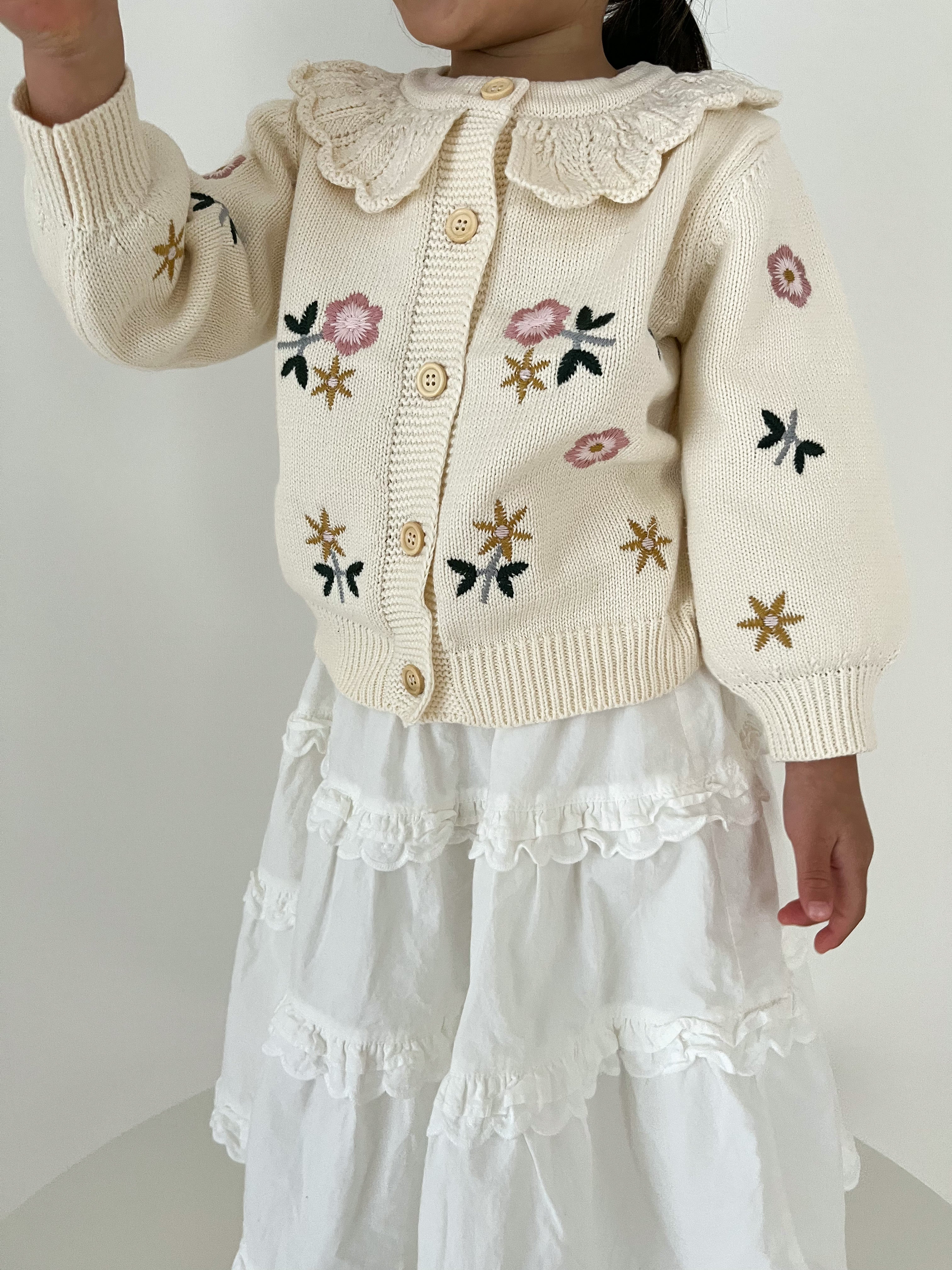 Design color floral embroidery cardigan [N2991]