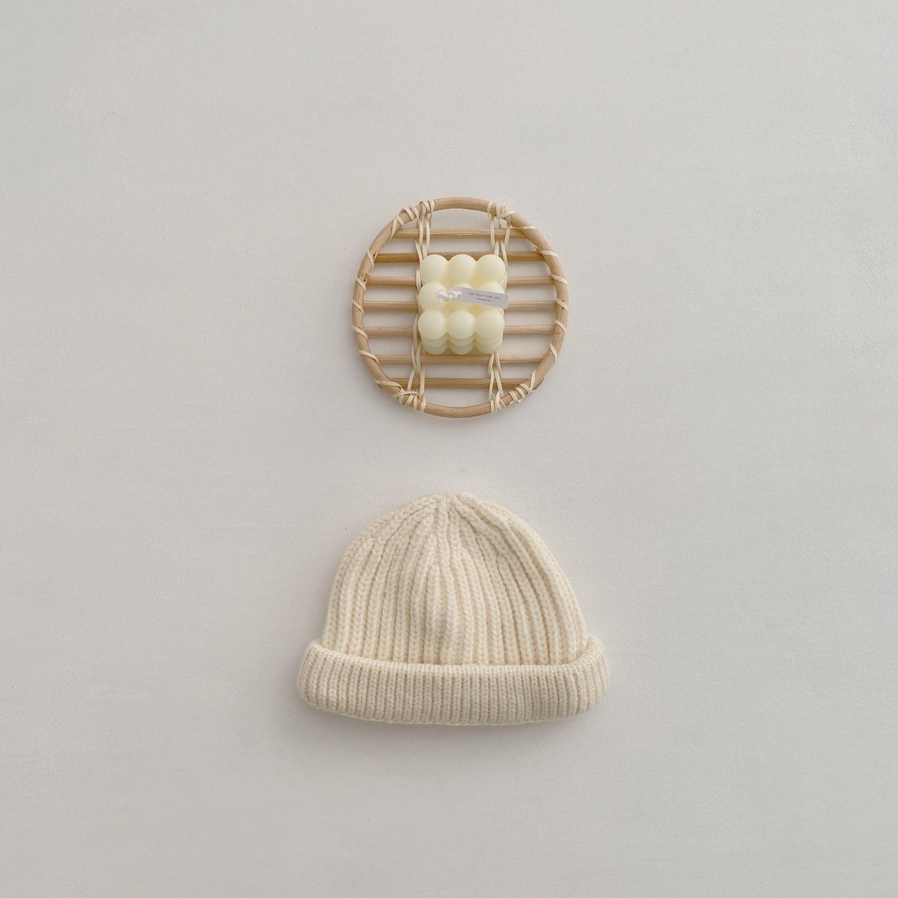 Pale color knit hat [N2074]