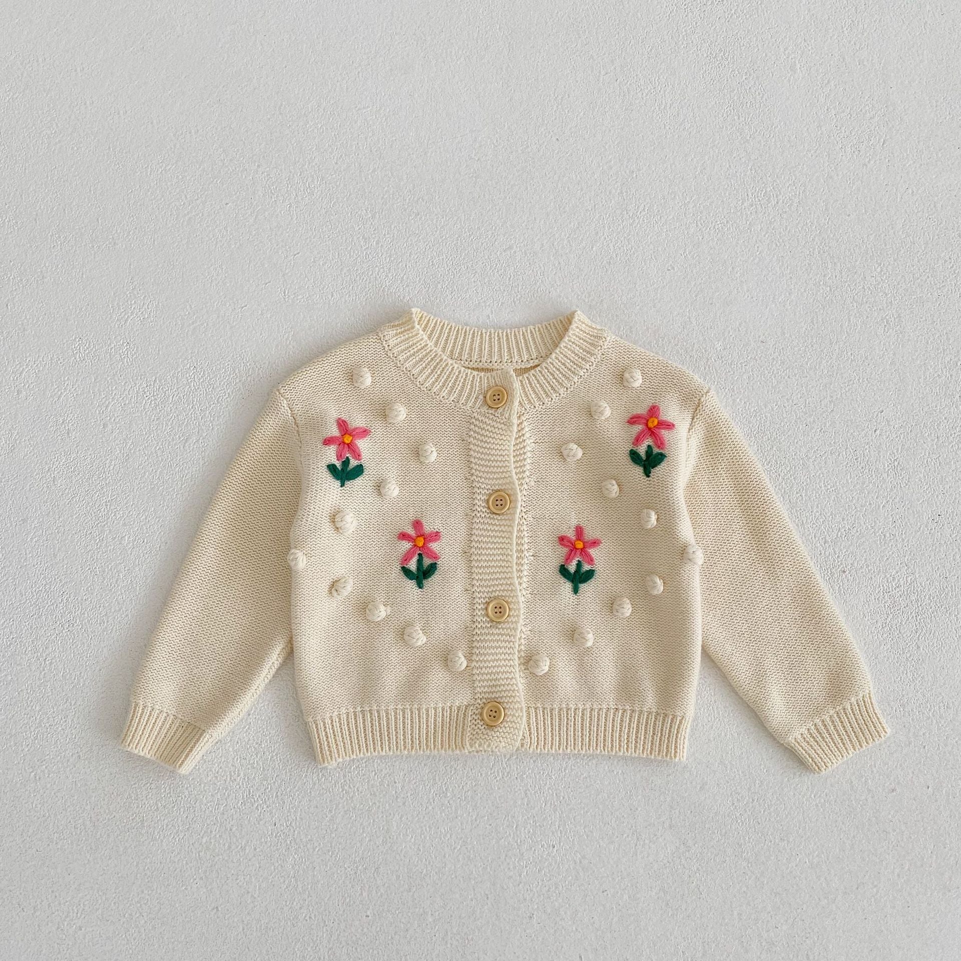 Bonbon flower embroidery cardigan [N2990]